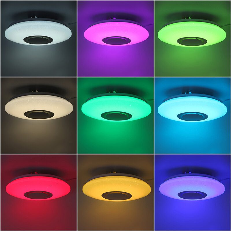 Wifi Led Mennyezeti Lámpa Bluetooth Hangszóróval Led Színváltoztatás Távirányítóval Rgb Zene App Control 3000-6500k Tompítással Az Alexa Google Home Számára