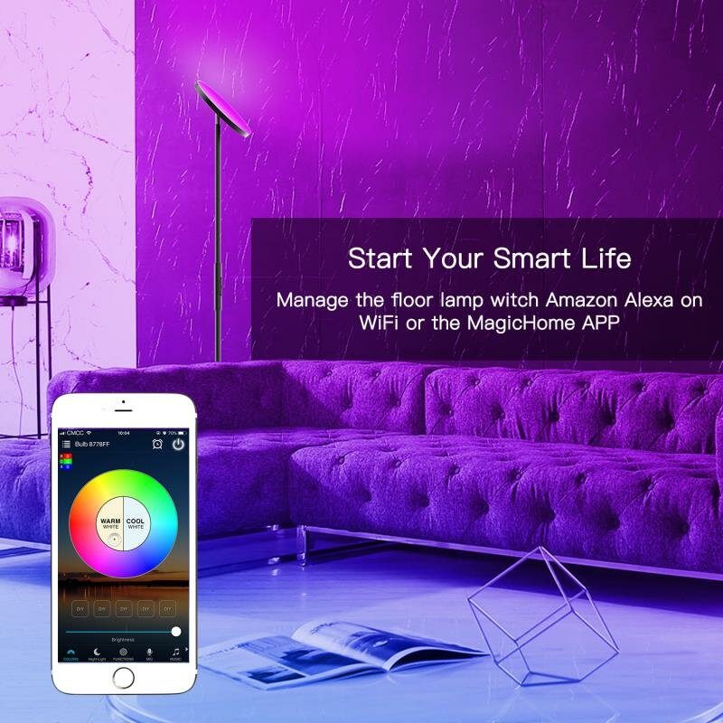 Zengge Ac100-240v 24w Smart Wifi Rgb+cct 2000lm Állólámpa Szabályozható App Hangvezérlés Működik A Google Home Alexával