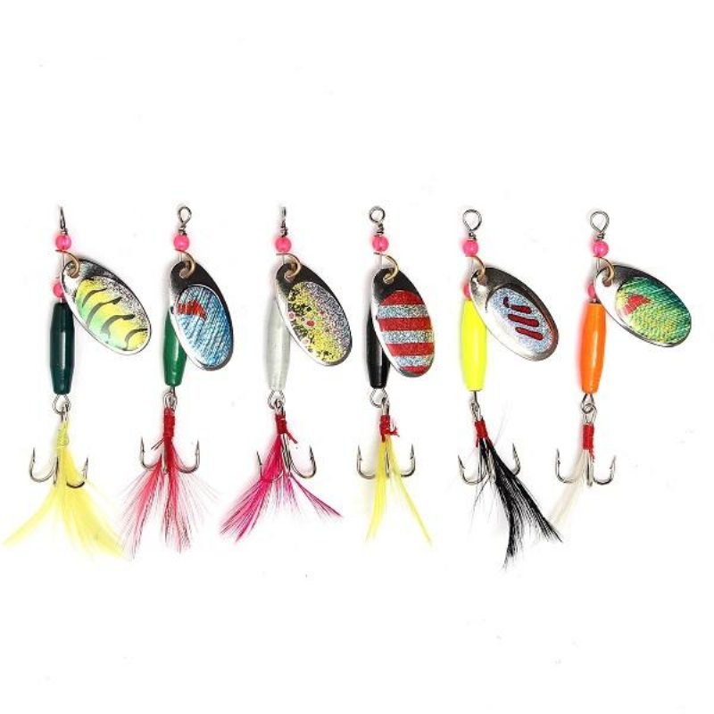 6db Kanál Fém Horgászcsalik Crankbaits Bass Tackle Horgok Készlet Spinner Csalik