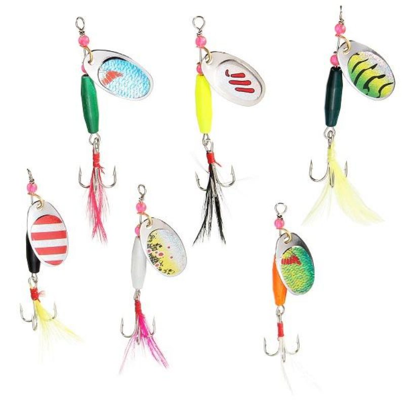 6db Kanál Fém Horgászcsalik Crankbaits Bass Tackle Horgok Készlet Spinner Csalik