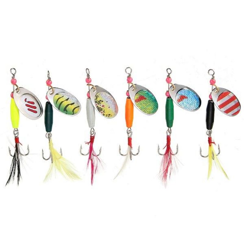 6db Kanál Fém Horgászcsalik Crankbaits Bass Tackle Horgok Készlet Spinner Csalik