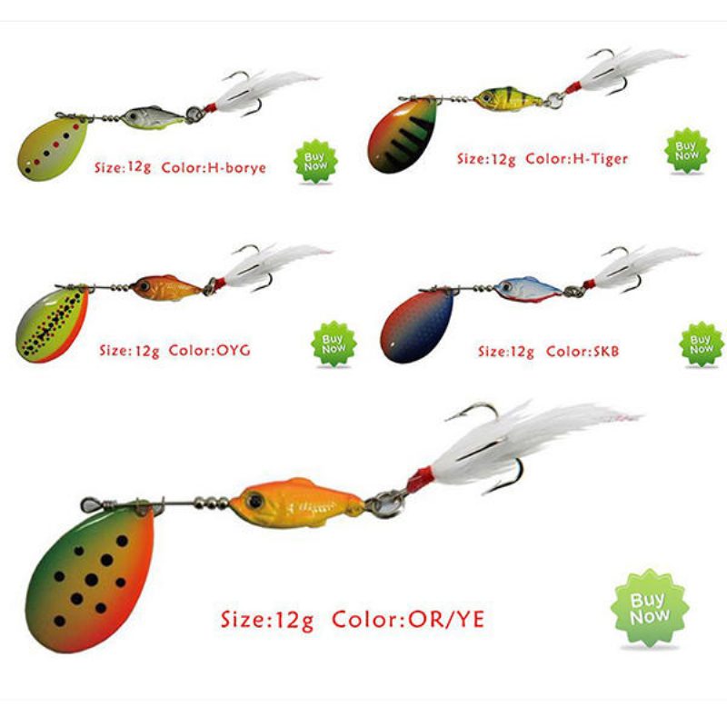 Eredeti Abu Garcia H-borye 7g 12g Spoon Fishing Lure Spinner Csali Háromszögű Horoggal És Tollal