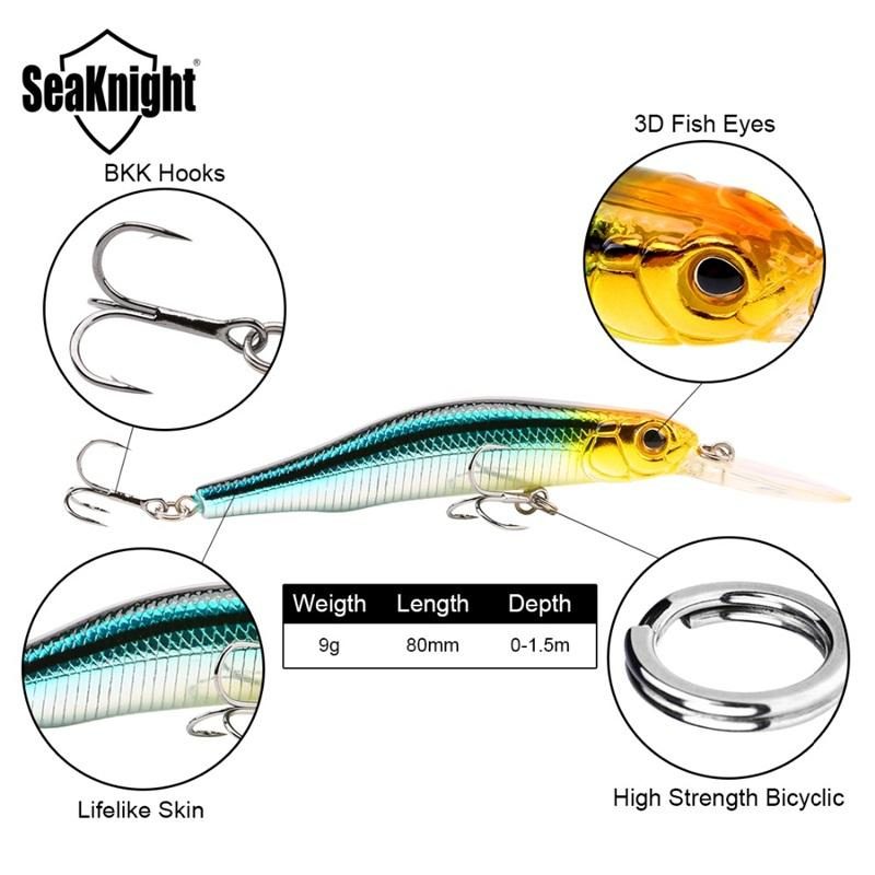 Seaknight Sk022 1db 9g 80mm 0-1.5m Mélységű Minnow Horgászcsali Bkk Horgok Horgász Kemény Csali