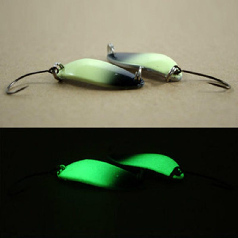 Sequins Lure Bait Luminous Single Hook Spoon Fém Horgászcsali