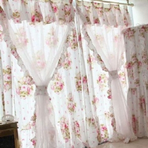 Fadfay Lakástextil Koreai Csipke Fodros Függönyök Hálószobába/nappaliba Romantikus Virágos Függönyök2 Panelek