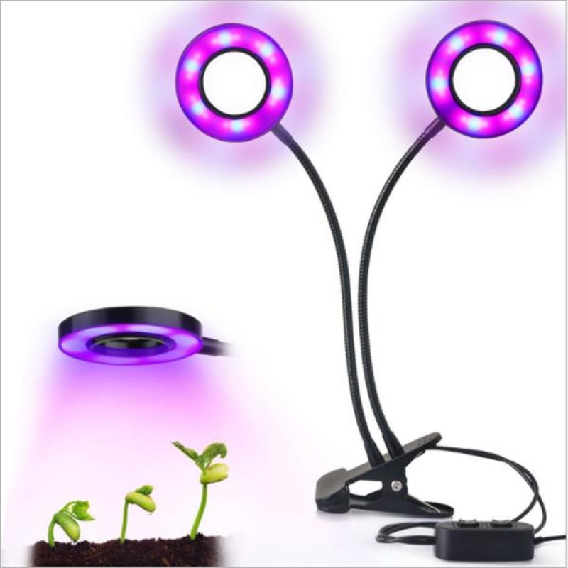 24 W-os Daul Head Led Plant Grow Light Rugalmas Asztali Csipeszes Lámpa Zöldségekhez Gyümölcsökhöz Virágokhoz Hidroponikához