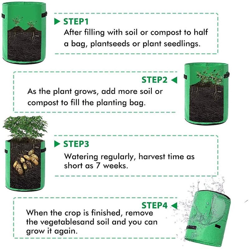 2db Termesztő Táska Tvird Virágtartó Cserepes Gyümölcs Virág Zöldség Paradicsom Burgonya Újrafelhasználható Zsák