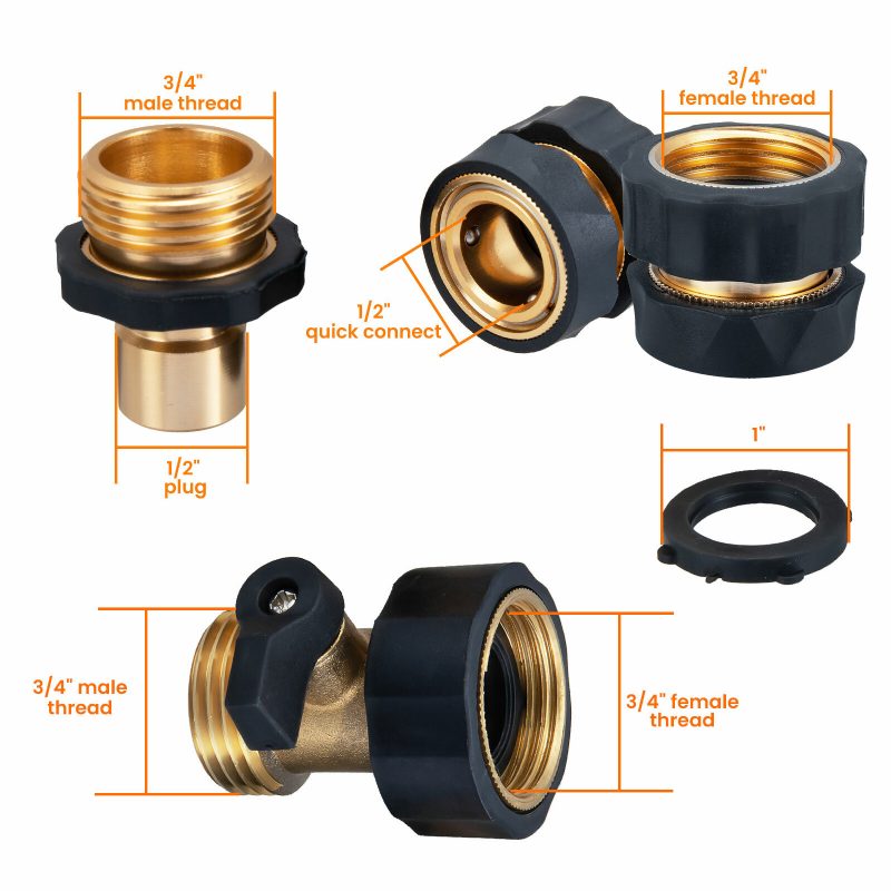 3/4'-es Kerti Tömlő Gyorscsatlakozós Víztömlő Fit Sárgaréz Csatlakozó Dugós Csatlakozókészlet