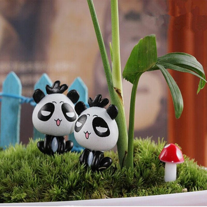 Diy Miniatűr Aranyos Panda Díszek Cserepes Növény Kerti Dekoráció