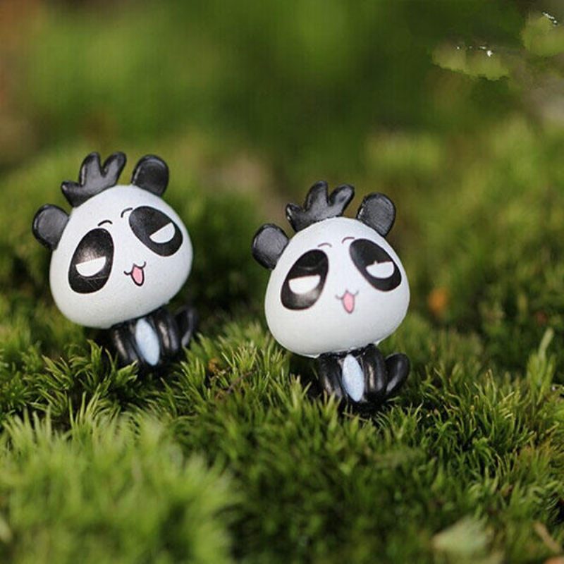 Diy Miniatűr Aranyos Panda Díszek Cserepes Növény Kerti Dekoráció