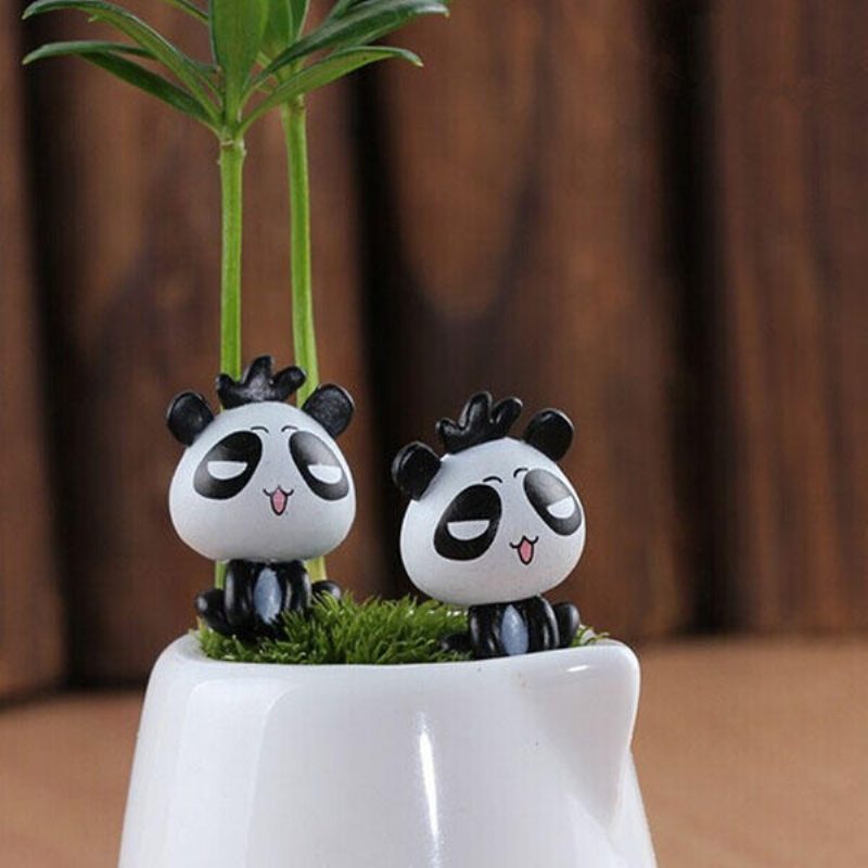 Diy Miniatűr Aranyos Panda Díszek Cserepes Növény Kerti Dekoráció