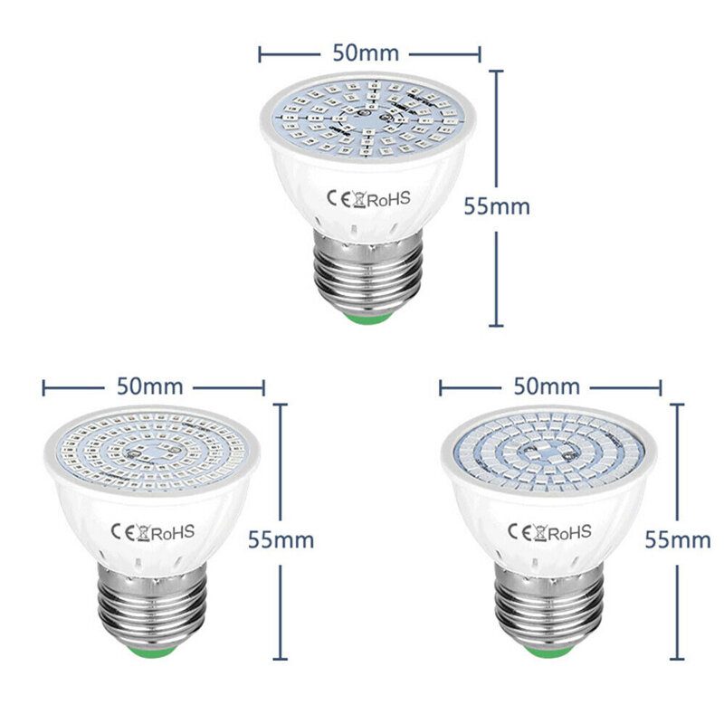 E27 Led Növénynövesztő Lámpa 48/60/80 Led Beltéri Hidroponikus Virágok Palánták Termesztő Izzó Zöldségvirágos Növényekhez