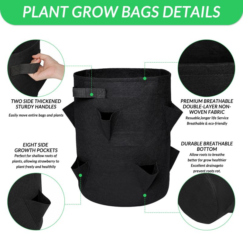 Grow Bags Eper Vetőtáskák Füllel És Fogantyúkkal 3 Db 10 Gallonos Nagy Teherbírású Szövetből Készült Cserepek Paradicsomos Sárgarépa Hagymás Gyümölcsök Virágai És Zöldségei Számára