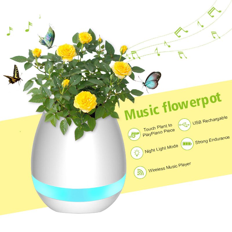 Music Flower Pot Smart Touch Plant Play Sevven Color Lamp Piano Led Lámpa Light Bluetooth