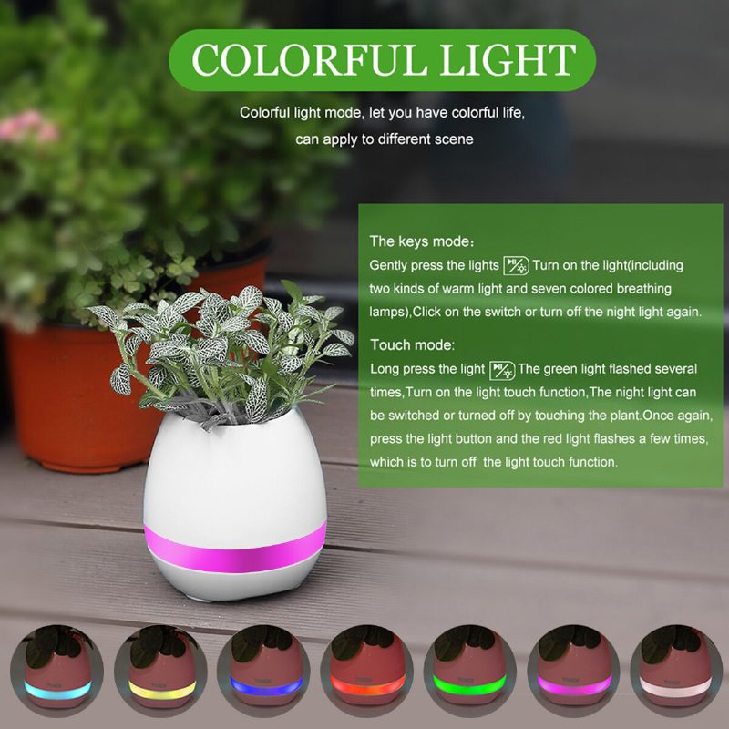 Music Flower Pot Smart Touch Plant Play Sevven Color Lamp Piano Led Lámpa Light Bluetooth