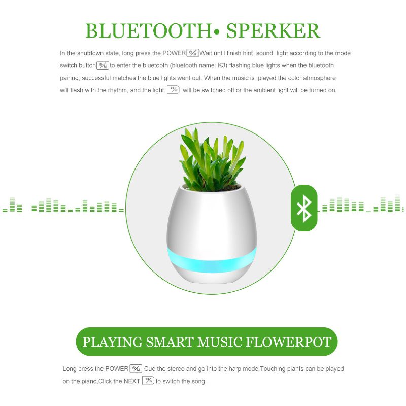 Music Flower Pot Smart Touch Plant Play Sevven Color Lamp Piano Led Lámpa Light Bluetooth