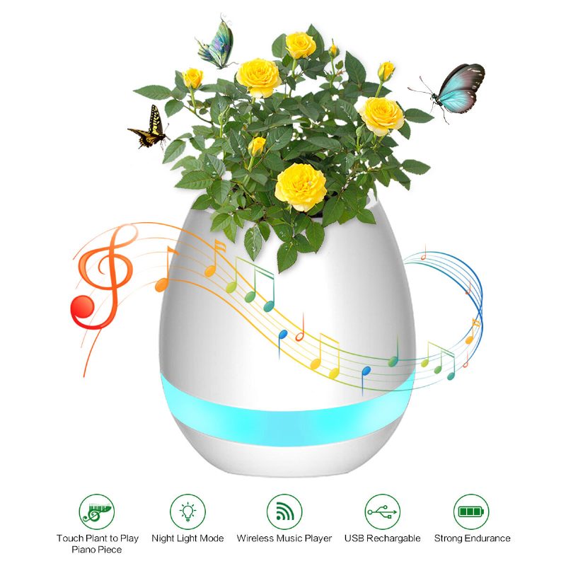 Music Flower Pot Smart Touch Plant Play Sevven Color Lamp Piano Led Lámpa Light Bluetooth