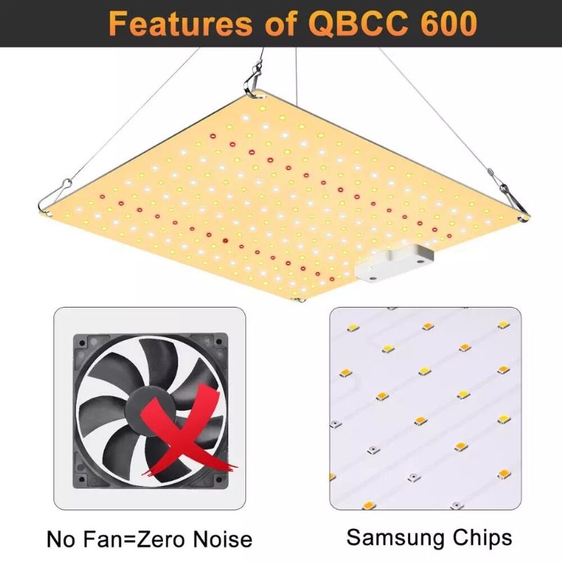 Qbcc600 Pro Ir+uv Csendes Ventilátor Nélküli Teljes Spektrumú Led-es Növekedési Fény Magas Ppfd 2x3ft Sátorhoz Zöldségcsemetékhez És Virágzáshoz