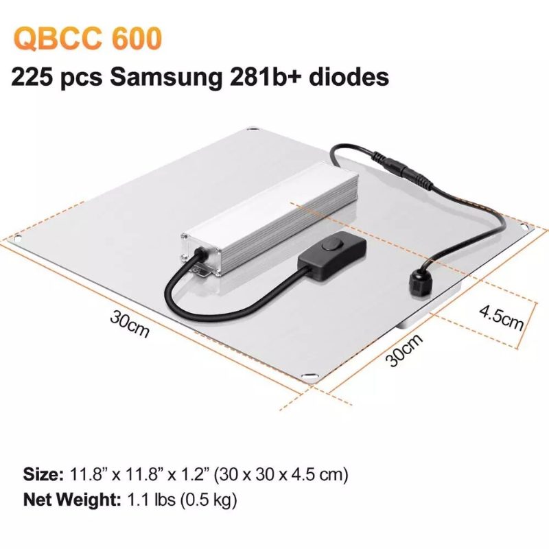 Qbcc600 Pro Ir+uv Csendes Ventilátor Nélküli Teljes Spektrumú Led-es Növekedési Fény Magas Ppfd 2x3ft Sátorhoz Zöldségcsemetékhez És Virágzáshoz