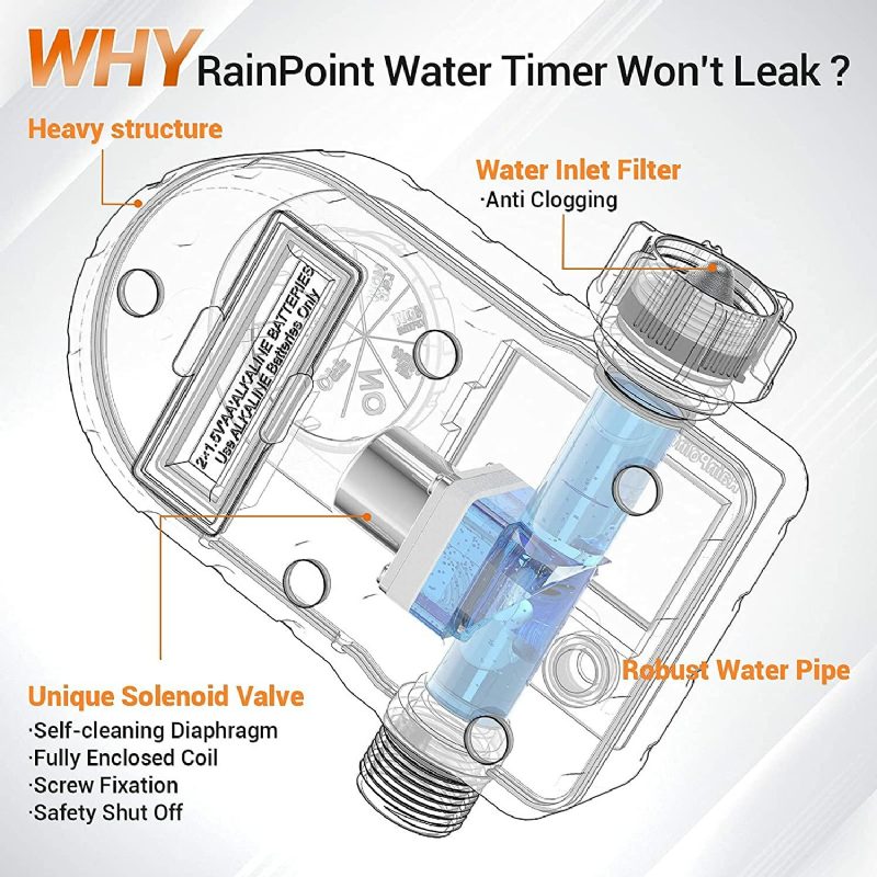 Rainpoint Locsoló Időzítő Víztömlő 3 Programmal Digitális Öntözés Rendszer Heti/napos Ciklusfrekvenciás Kézi/automatikus Üzemmóddal