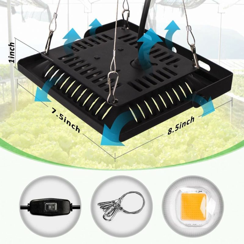 Relassy 150 W Vízálló Növényi Lámpa Kültéri Termesztéshez Napfényhez Hasonló Led Grow Lightteljes Spektrumú Cob Led-es Növekedési Zaj Nélkül Ultra Vékony Hőelvezetés A Palántaneveléshez Virágzó Gyümölcsökhöz