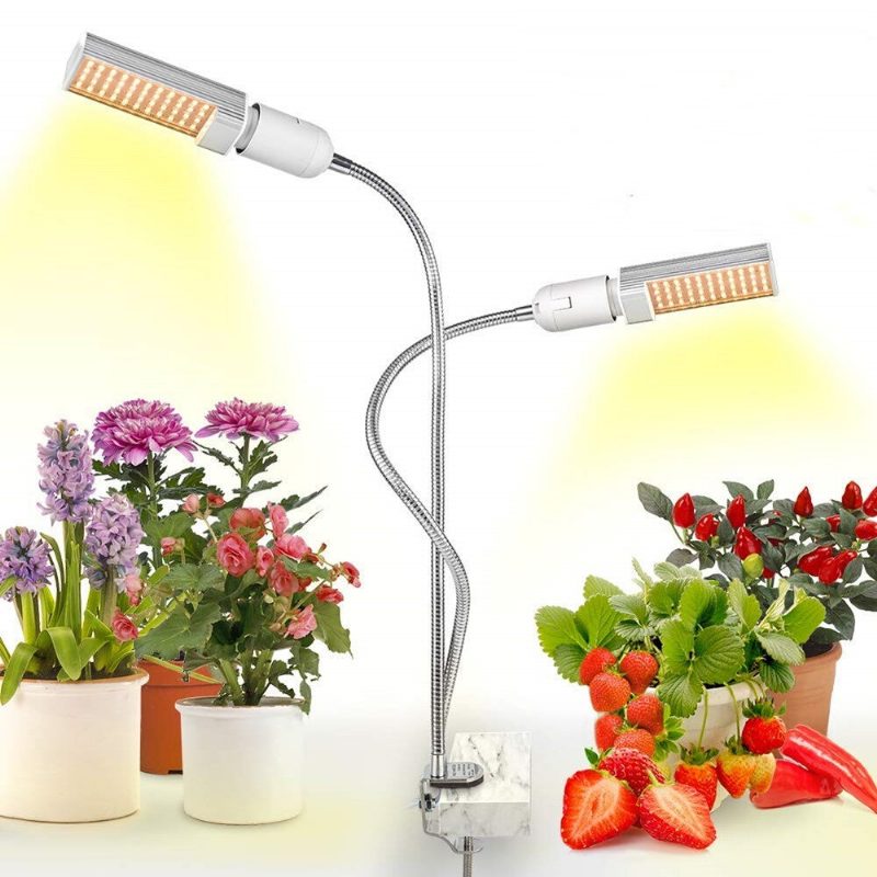 Relassy Led Grow Lights Plant Light Teljes Spektrumú Sárga Fény Led Növekedés És Virágzás Dupla Fejű Hattyúnyak Tömlő Rozsdamentes Acél