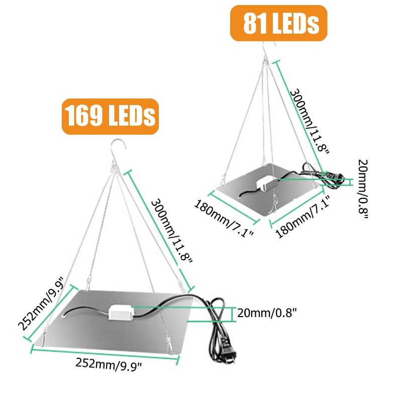 Ultra Vékony 81/169 Led-es Növényi Uv Növekedési Fény Teljes Spektrumú Lámpa Beltéri Hidroponikus Virágokhoz 110-240 V