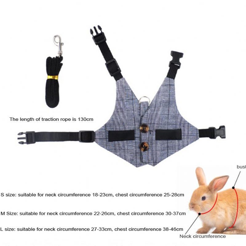 Állítható Légáteresztő Nyúl Mellkaspánt Kültéri Kisállat Mellény Húzókötéllel