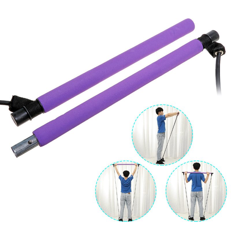 Jóga Pull Rods Pilates Bar Kit Hasi Ellenállás Szalagok Body Fitness Sport Edzőterem Fitnesz Építő Puller