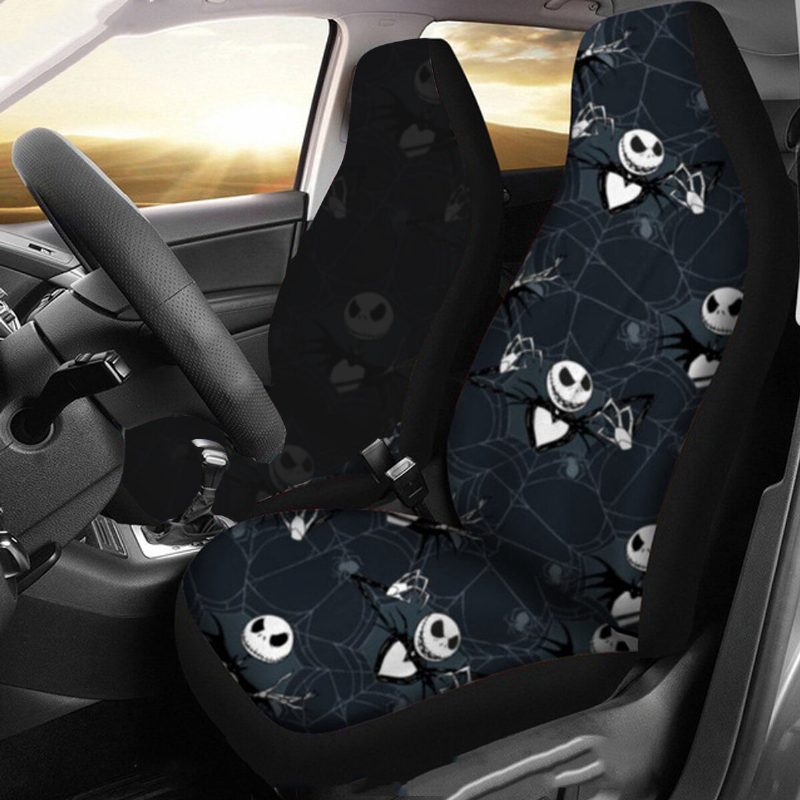 1/2 Db Skull Printed Univerzális Autó Első Üléshuzata Auto Cushion Protector Mat