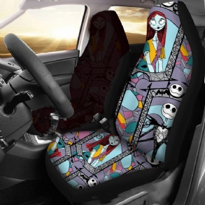 1/2 Db Skull Printed Univerzális Autó Első Üléshuzata Auto Cushion Protector Mat