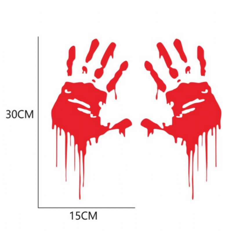 2 Db Véres Csöpögő Kéz Matrica Autó Lökhárítóhoz Vicces Halloween Téma Kreatív Vérző Matricák Dekoráció