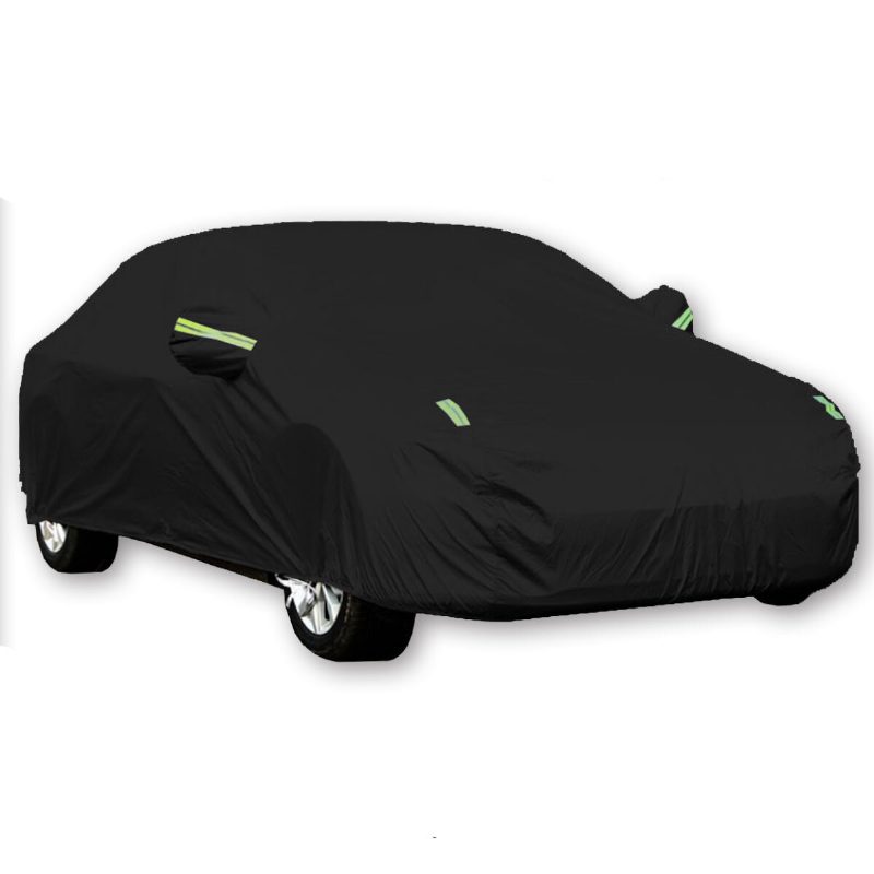 Fekete Full Car Cover Vízálló Nap Eső Hő Por Uv Ellenálló Védelem 190t