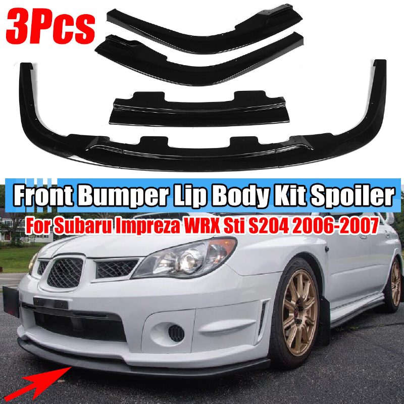 Subaru Impreza Wrx Sti S204 2006-2007 Fényes Fekete Első Lökhárító Ajakos Spoiler Elosztó Burkolat Kárpit Karosszéria Készlethez 3 Db