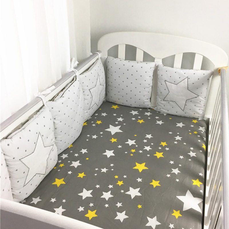 6 Panel Baby Safe Crib Bumpers Star Animált