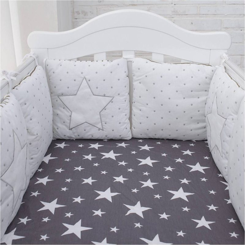 6 Panel Baby Safe Crib Bumpers Star Animált