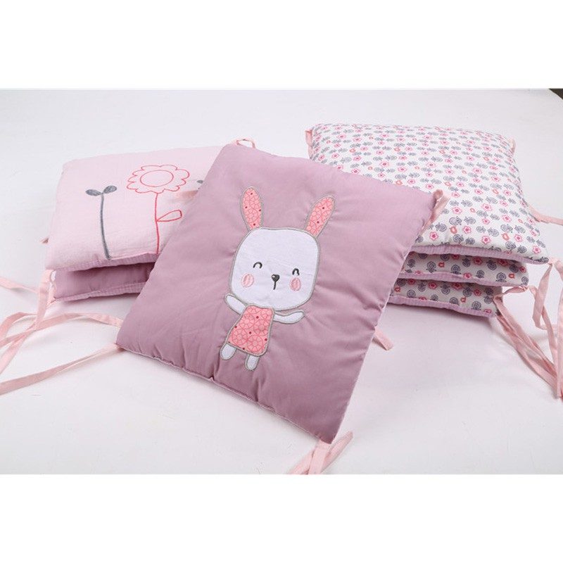 6 Panel Baby Safe Kiságy Lökhárítók Pink Cartoon Animal