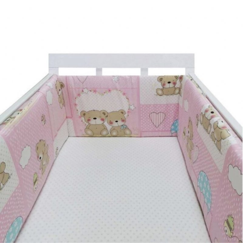 Baby Safe Crib Bumpers Pink & Bear