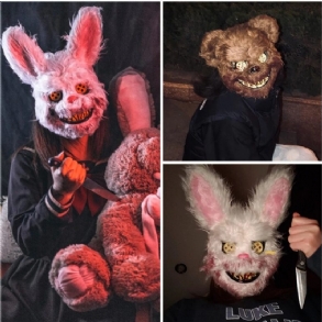 Bloody Killer Rabbit Bear Maszk Scary Halloween Mask Plüss Cosplay Horror