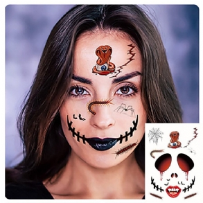 Halloween Tetováló Matricák Ijesztő Ideiglenes Arctetoválások Terror Falmatrica Fesztivál Dekoráció