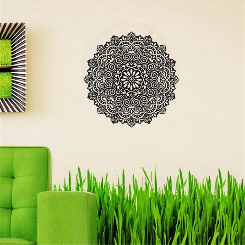 59x59cm Kivehető Mandala Virágos Falmatricák Vinyl Mintás Pvc Falimatricák