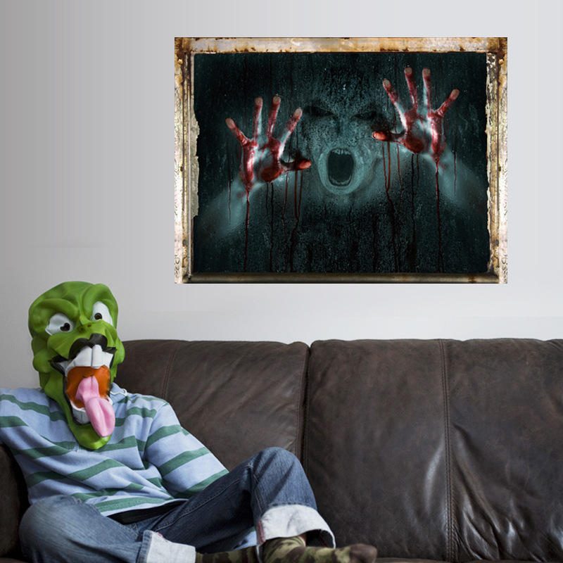 Horror Falmatricák Art Otthoni Dekoratív Halloween Falmatrica Lány Szellem Törött