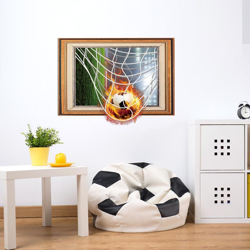 Miico Creative 3d Fire Football Frame Pvc Kivehető Otthoni Szoba Dekoratív Fali Padlódekor Matrica