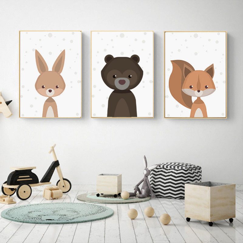 Rajzfilm Fox Animal Canvas Plakát Nordic Art Prints Baby Kids Room Falimatrica Dekorációval