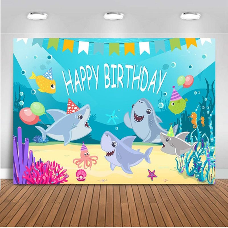 Shark Photography Backdrop Baby Shower Party Születésnapi Ocean Sea Háttér Dekorációk