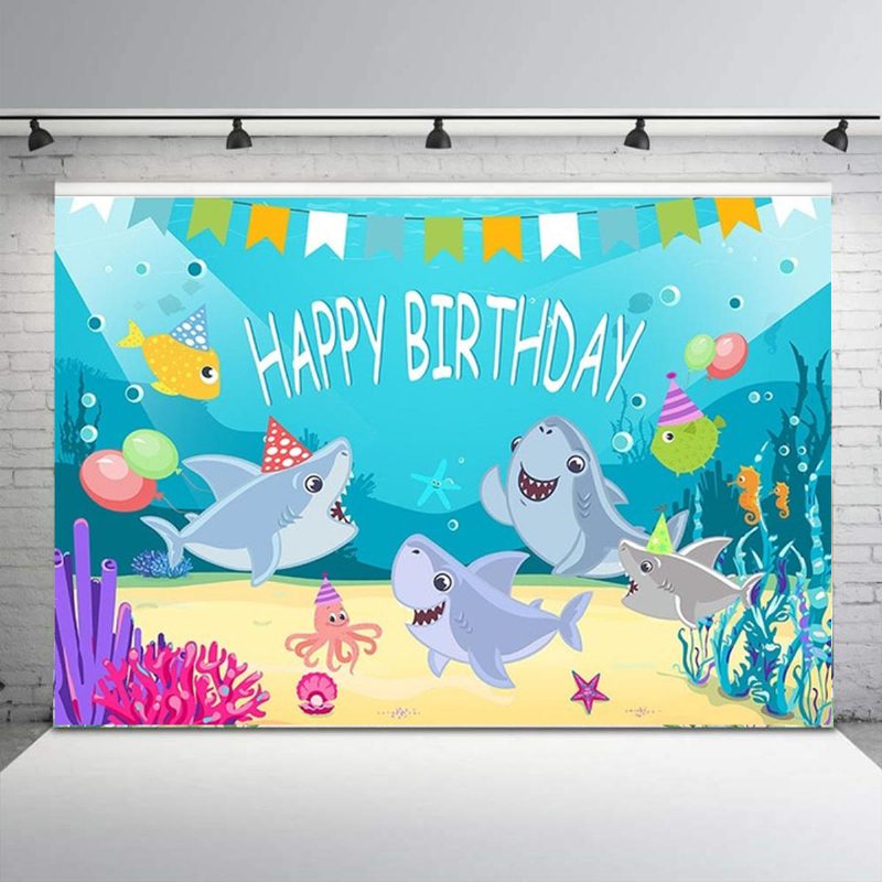 Shark Photography Backdrop Baby Shower Party Születésnapi Ocean Sea Háttér Dekorációk