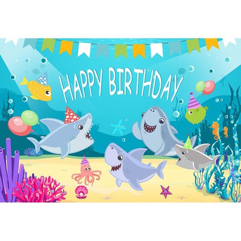 Shark Photography Backdrop Baby Shower Party Születésnapi Ocean Sea Háttér Dekorációk