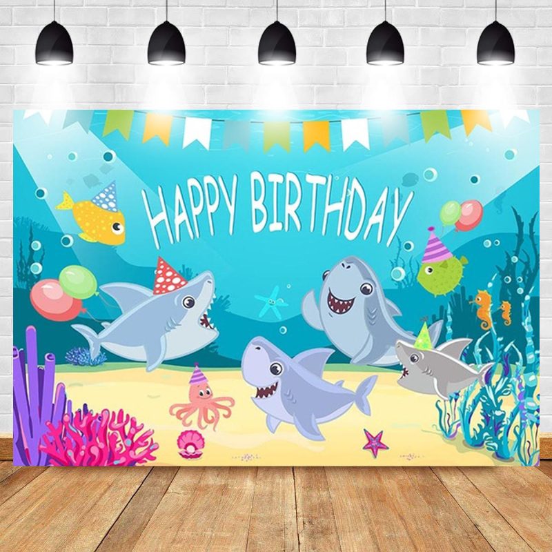 Shark Photography Backdrop Baby Shower Party Születésnapi Ocean Sea Háttér Dekorációk