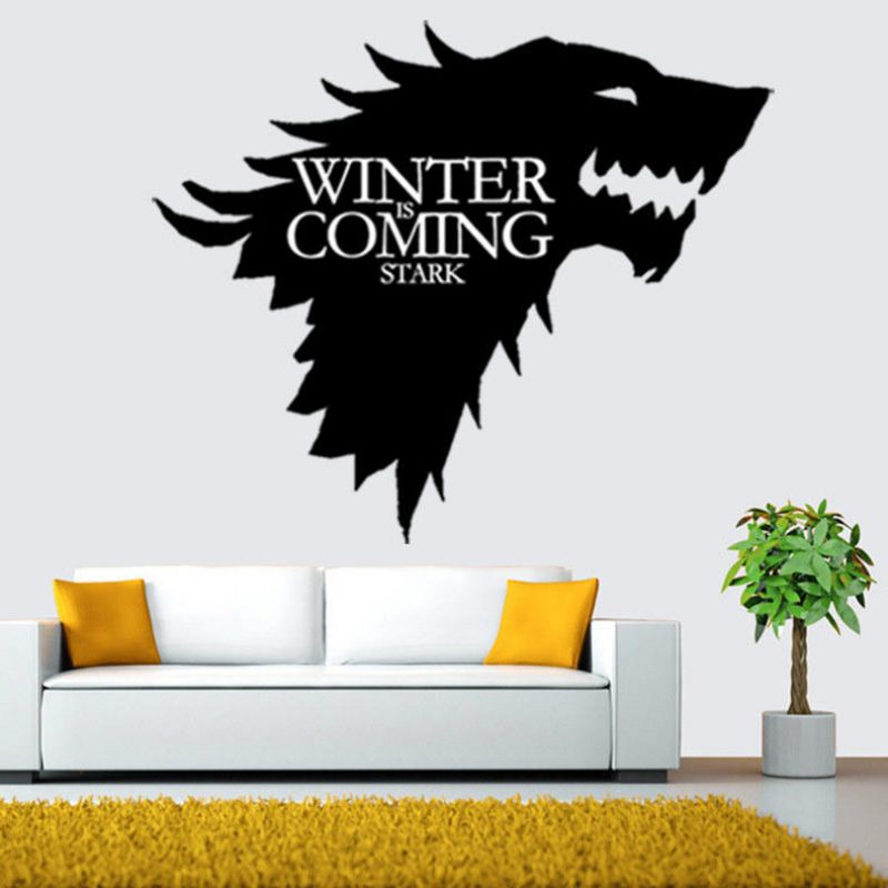 T-5 Game Of Thrones Stark Family Emblem Ice Wolf Fali Matricák Gravírozott Falmatricák