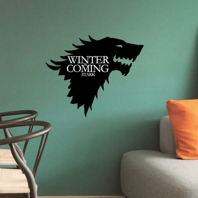 T-5 Game Of Thrones Stark Family Emblem Ice Wolf Fali Matricák Gravírozott Falmatricák